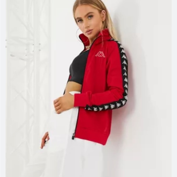 Kappa Tops - Kappa Womens 222 Banda Wanniston Slim Jacket - Dark Red/Black